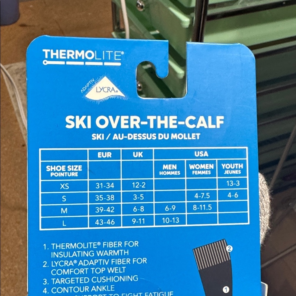 Columbia ski socks over the knee 2 pairs thermolite medium weight NEW - Picture 3 of 6
